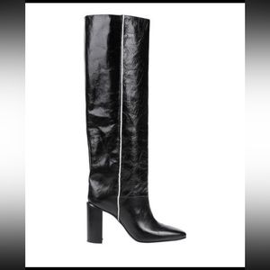 NWT Rag & Bone Aslen Tall Boots Black Crinkled Leather Size 7